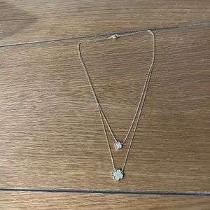 Rachel Zoe Double Clover Necklace 18kt Gold Plated Sterling Silver